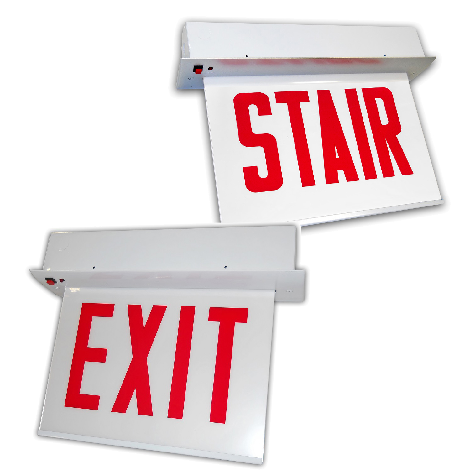 CHICAGO APPROVED RECESSED EDGELIT ALUMINUM EXIT/STAIR SIGN CARELZXTE