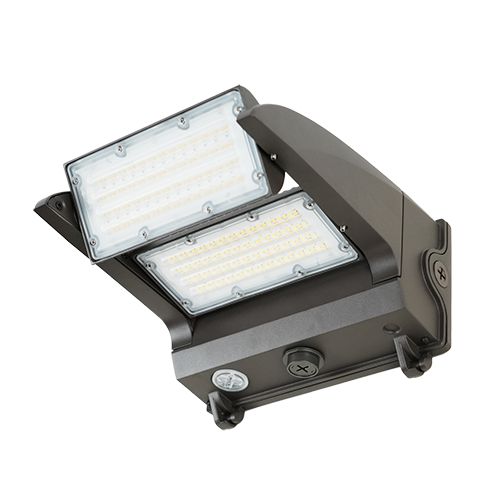 Rotatable Dual-head Wall Pack-Lumen Selectable-3CCT Sensor-Ready